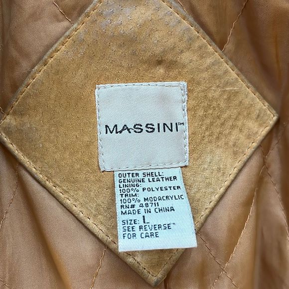 Vintage Boho Styled Leather Coat with Faux Fur trim Large - Picture 13 of 16